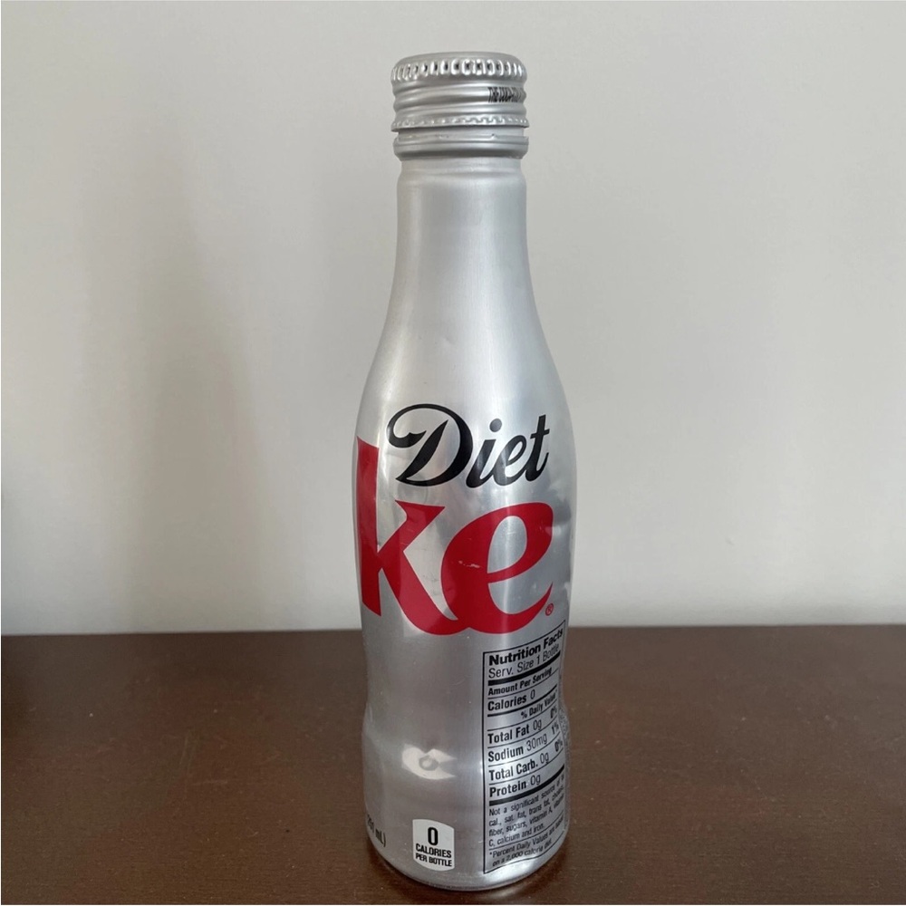 Limited Edition  Diet Coke Aluminum Bottle Coca Cola 8.5 Oz. - Empty ! Silver